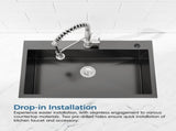 Stainless Steel Kitchen Sink, 32x19 Single Bowl, Overmount Handmade Sink in Black, with US 47918977