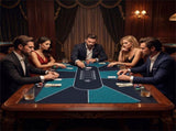 70"35" 10-Player XL Poker Table Mat, Non-Slip Rubber Base Spill-Proof Multi-Spandex Table Top with 18695433