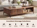 47 Inch Mid-Century Coffee with Storage Cabinets & Open Compartment, Walnut Wooden Look Accent 06885570