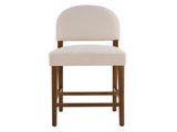 26'' Seat Height Fabric & Rubberwood Bar Stool, Beige Upholstery with Adjustable Floor Leveler, N780P394271B