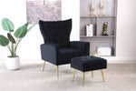 ZUN Modern Accent Chair with Ottoman, Comfy Armchair for Living Room, Bedroom, Apartment, Office W136192194