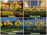 4Pack Solar Sunflower Garden Stake Lights, 3 Sunflower Heads & Butterfly Decor, Warm White LED with 19052995