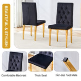 4 piece dining chairs.The gold metal legs complement the black velvet, showcasing a perfect blend of W1151131989