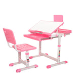 ZUN Height Adjusting Kid's Desk and Chair Set Study Station with Tiltable Table-top, Corner Guard, Book W2181P191359