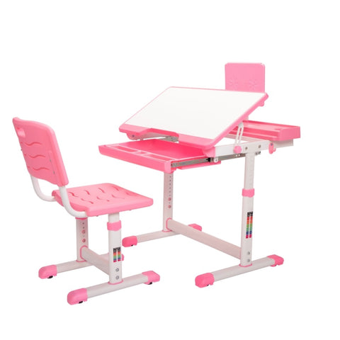 ZUN Height Adjusting Kid's Desk and Chair Set Study Station with Tiltable Table-top, Corner Guard, Book W2181P191359