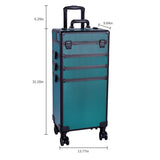 ZUN 4-in-1 Draw-bar Style Interchangeable Aluminum Rolling Makeup Case-Dark Green 71811920