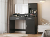 Vanity Desk with Mirror and LED Light Strip,Dressing Table with Large Drawer, 3 Level Storage W2386P389996