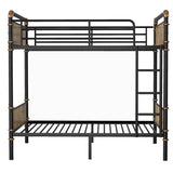 Twin XL over Twin XL Metal Bunk Bed, Industrial Detachable Bunkbeds with Safety Guard Rails for W2580P285206