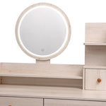 ZUN Stylish Vanity Table + Cushioned Stool, Touch Control LED Mirror, Large Capacity Storage Cabinet, 5 62148711