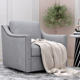 360 Degree Swivel Armchair Cotton linen skin-friendly fabric Ergonomic design Brass nail decorative W2113127543