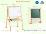 Natural Pine Wood 3-in-1 Kids Art Easel with Magnetic Whiteboard & Chalkboard, Adjustable Height 53682612