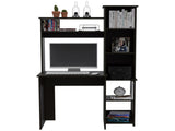 Black Wengue 6-Shelf Writing Desk with Built-in Bookcase B06280294