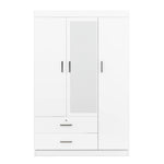 ZUN 3-Door Mirror Wardrobe with shelves, White 91460670