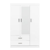 ZUN 3-Door Mirror Wardrobe with shelves, White 91460670