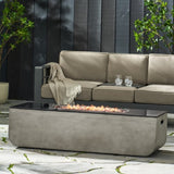 ZUN Outdoor Patio Concrete Fire table, Rectangle Gas Burning 56-Inch Fire Pit - 50, 000 BTU, Light Gray 11233666