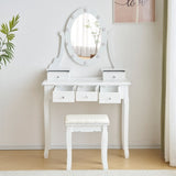 Vanity Set with 3-Color Dimmable Lighted Mirror, Makeup Dressing Table with Power Outlet, Drawers 08049792