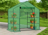Mini Walk-In Greenhouse with PE Cover, 4-Shelf Indoor Outdoor Garden Plant Shelves, Zippered Roll-Up 81049791