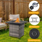 ZUN 28-Inch Fire Table,50000 BTU Gas Firepit with Volcanic Stone Black 53574282