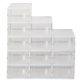 ZUN Shoe Storage Boxes 12 Pack Clear Plastic Stackable - White 16104791