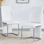 ZUN Set of 4 dining white dining chair set, PU material high backrest seats and sturdy leg W1151P154019