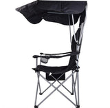 Black Camp Chairs With Shade CanopyFolding Camping Recliner With Carrying Bag 22456825