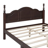 Queen Size Wood Platform Bed Frame,Retro Style Platform Bed with Wooden Slat Support,Dark Walnut WF308185AAD