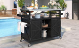 K&K Outdoor Kitchen Island, Rolling Bar Cart & Storage Cabinet, Farmhouse Solid Wood Outdoor Grill N707P235043B