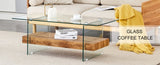 40.3-inch sturdy double-layer coffee table - tempered glass tabletop and table legs, with a W1512P317685