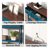 Farmhouse Style Console Table 2 Drawer and Bottom Storage Shelf for Entryway, Rustic Side Table W2557P271250