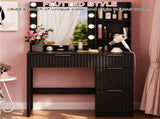 Black particleboard with a melamine finish, 4 drawers, 2 shelves, dressing table with 10 three-tone 88759052