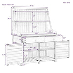 ZUN 65inch Garden Potting Bench Table, Fir Wood Workstation with Storage Shelf, Drawer and Cabinet, 38579070