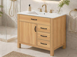30 Inch Bathroom Vanity with Ceramic Sink, Modern Bathroom, Soft Close Hinges & Drawers, MDF N729P488578N