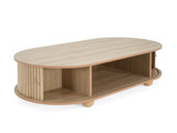 MDF ELEGANT LONG OVAL STORAGE SIDE TABLE WITH RETRO CHARM, NATURAL COLOR N770P281568N
