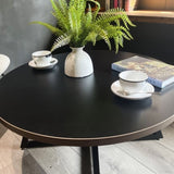 Round Coffee Table Wood Grain and Black Metal W2221P190907