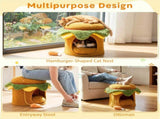 Cheeseburger Theme Cat Nest , Cute Burger Shape with Fried Chicken Plush Toy, No 89390808