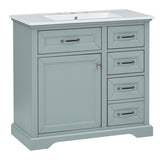 36" Bathroom Vanity Set with Ceramic Undermount Sink, 2 Tip-Out Drawers & Soft-Close Hinges, Modern W2896P318471