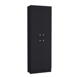 Kitchen Pantry 71" H, 4 Doors, 5 Adjustable Shelves, Laundry, Black B097P221376