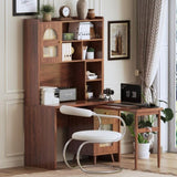 Computer Desk with 90 Degree Rotating Desktop, 43x70 Inch Office Desk with Storage Drawer and N733P279101D