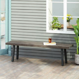 ZUN Outdoor Modern Industrial Aluminum Dining Bench, Gray, Matte Black 69608.00GRY