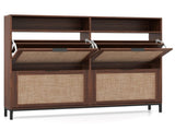 Boho Style Shoe Cabinet Cabinet with 4 Flip Drawers & Open Shelves, Freestanding Shoe Organizer for 53351732