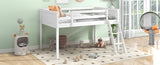 ZUN Twin Size Wood Low Loft Bed with Ladder, ladder can be placed on the left or right, White 31471087