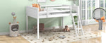 ZUN Twin Size Wood Low Loft Bed with Ladder, ladder can be placed on the left or right, White WF313084AAK