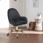 ZUN Velvet Home Office Chair with Wheels, Cute Chair with Side Arms and Gold Metal Base for Living Room, W1733P215112