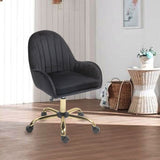 ZUN Velvet Home Office Chair with Wheels, Cute Chair with Side Arms and Gold Metal Base for Living Room, W1733P215112