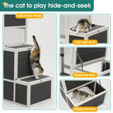 ZUN 3-Tier Wooden Outdoor & Indoor Cat House Suitable for 1-3 Cats Cat Enclosure Resting Box with 4 W1850120016