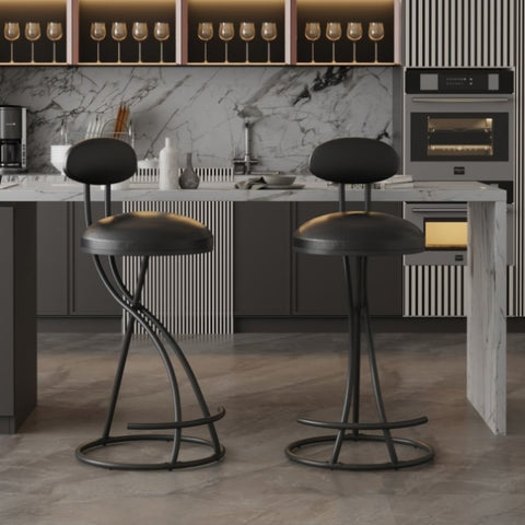 ZUN Bar Stools Upholstered Counter Height Barstools for Kitchen Island Set of 2 Modern PU Leather Dining W1757P167845