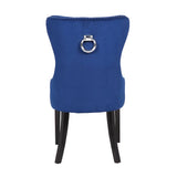 Erica 2 Piece Wood Legs Dinning Chair Finish with Velvet Fabric in Blue 808857565570