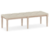 Beige 47.5" Rubber Wood Upholstered Bench with Button-Tufted Seat, 440 lbs Capacity Retro Entryway 60312147
