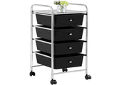 Rolling Trolley Storage Cart Bin with 4 Plastic Drawers on Wheels, Black 47693266
