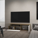 FM FURNITURE Dilkon TV Stand with Drop-Down Door. Hinged Door. Open Shelves.Cable Management. B128P283289